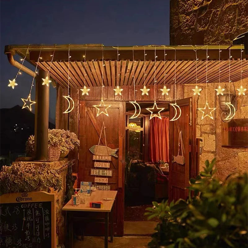 Solar Powered Star Moon String Lights