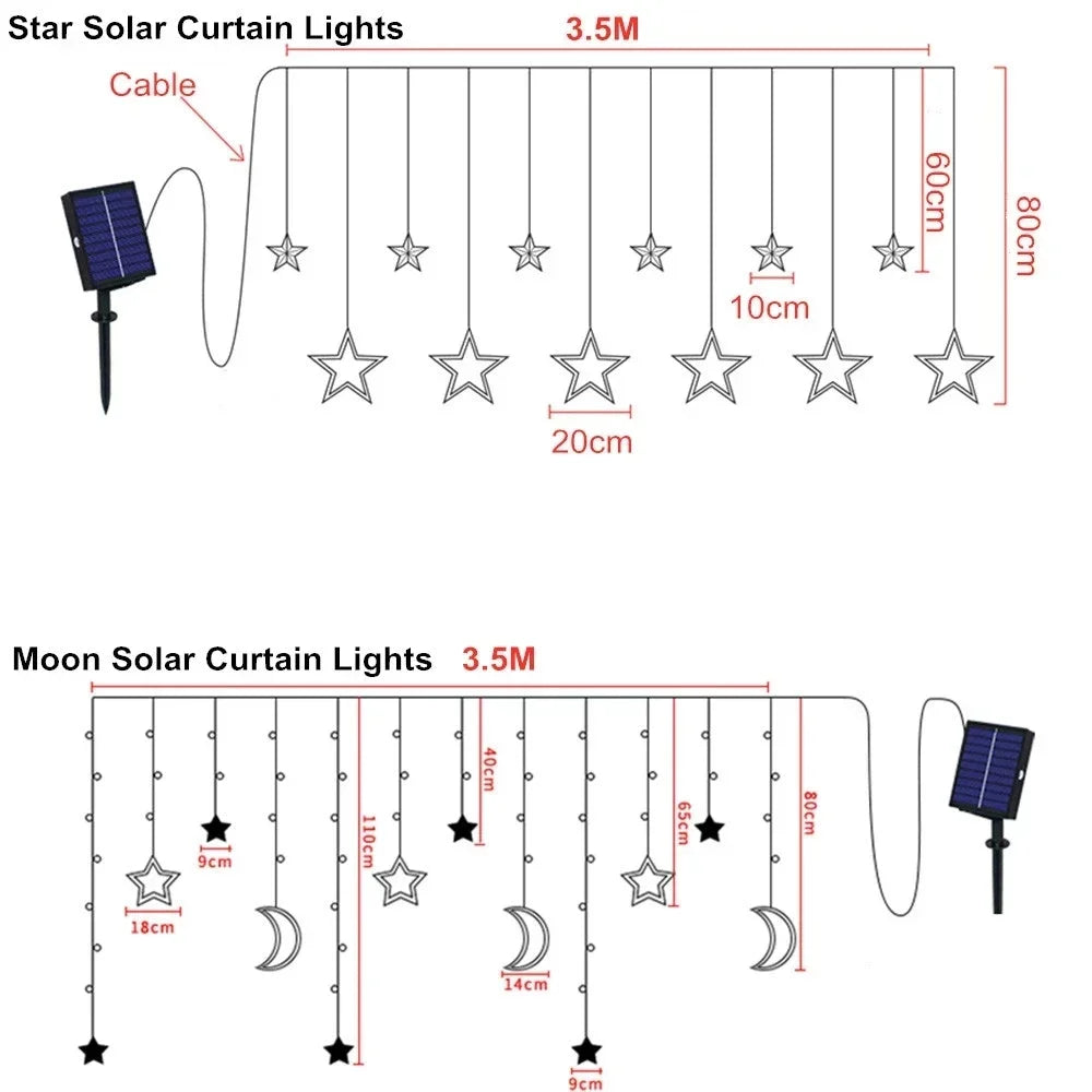 Solar Powered Star Moon String Lights