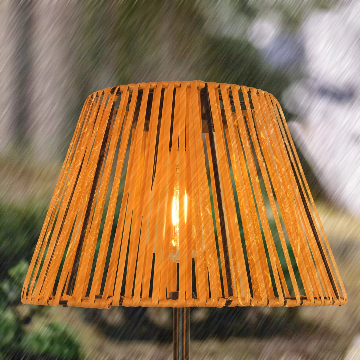 Solar Rattan Floor Lamp for Outdoors