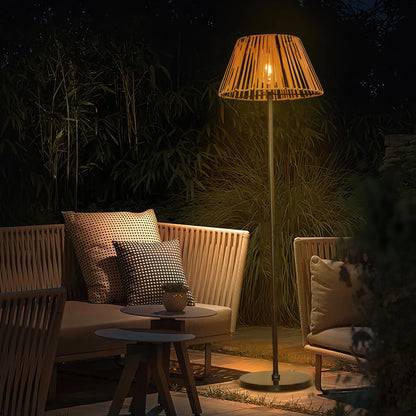 Solar Rattan Floor Lamp for Outdoors