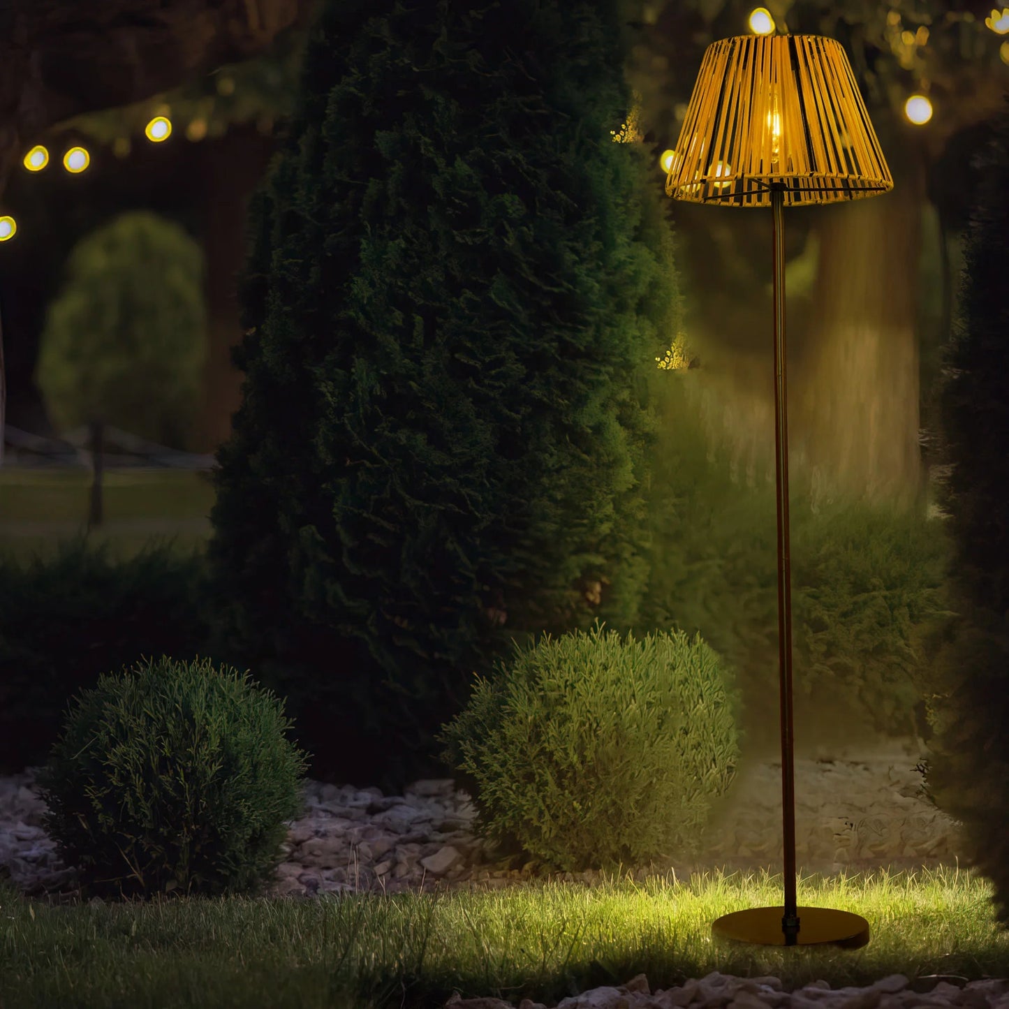 Solar Rattan Floor Lamp for Outdoors