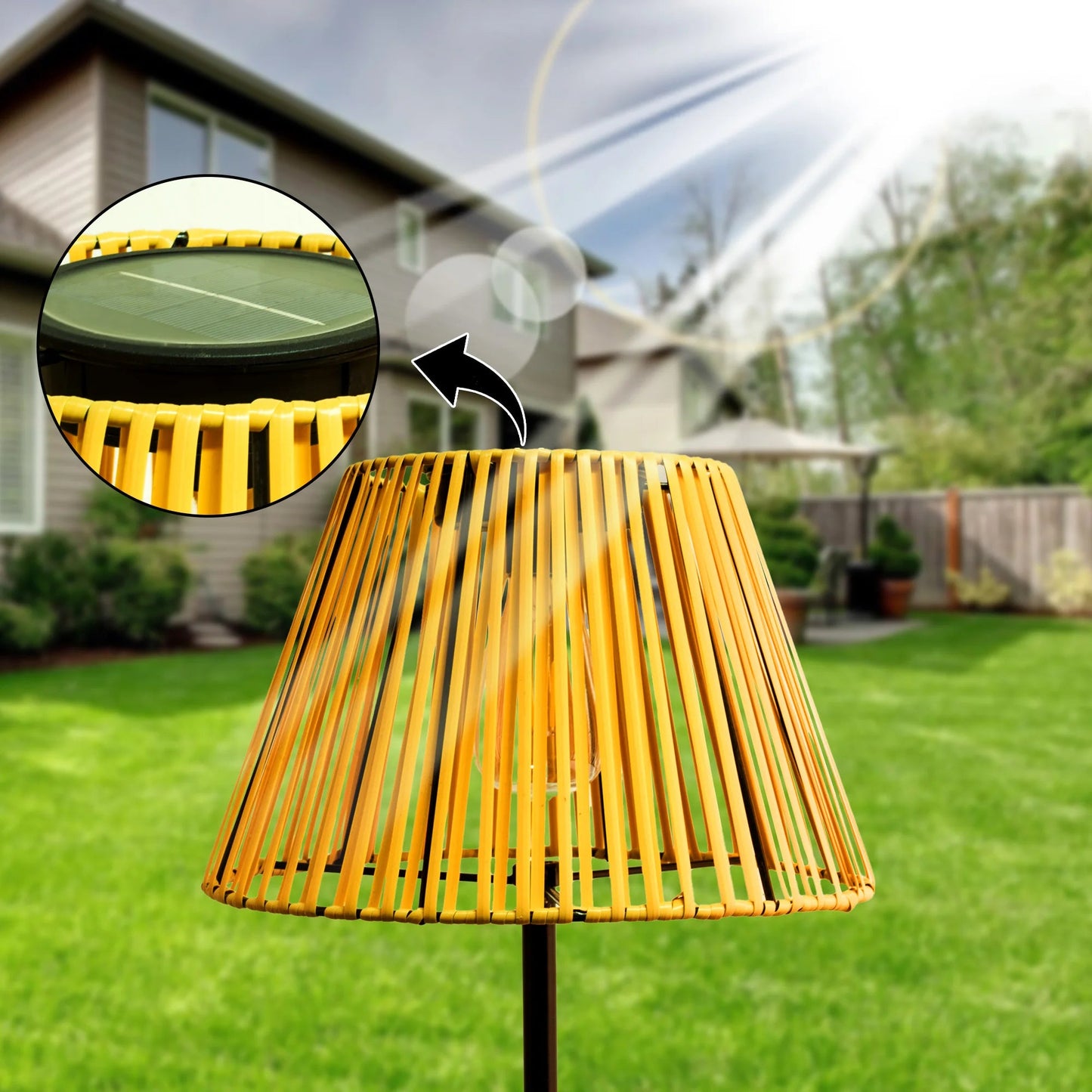 Solar Rattan Floor Lamp for Outdoors