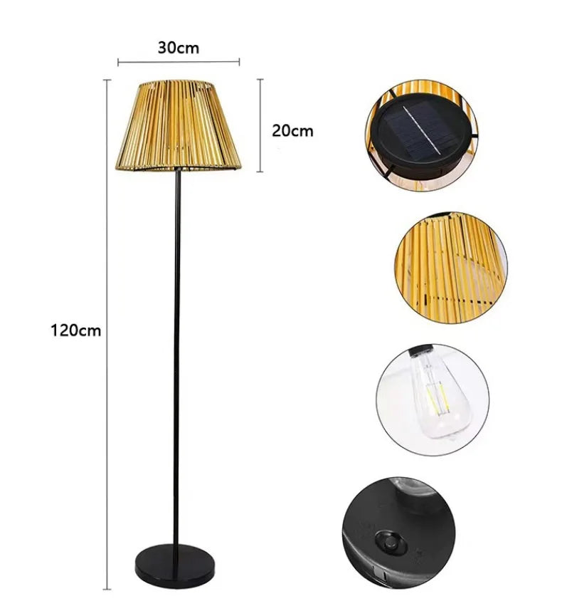 Solar Rattan Floor Lamp for Outdoors