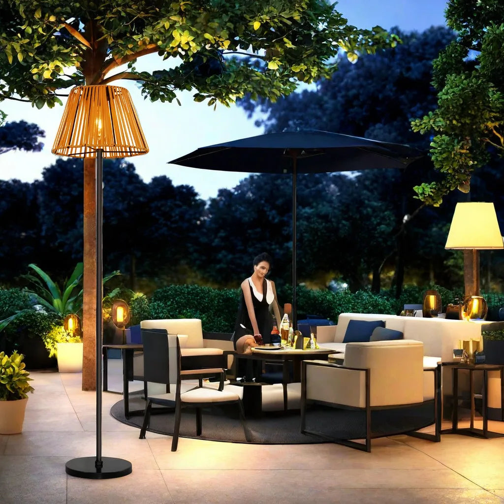 Solar Rattan Floor Lamp for Outdoors