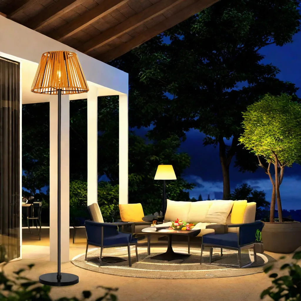 Solar Rattan Floor Lamp for Outdoors