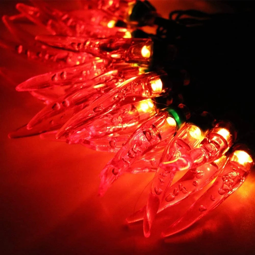 Solar Red Chili String Lights