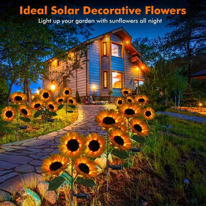 Solar Yellow Sunflower LED Lights