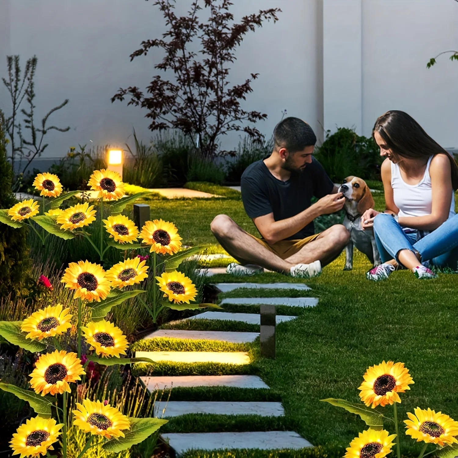 Solar Yellow Sunflower LED Lights