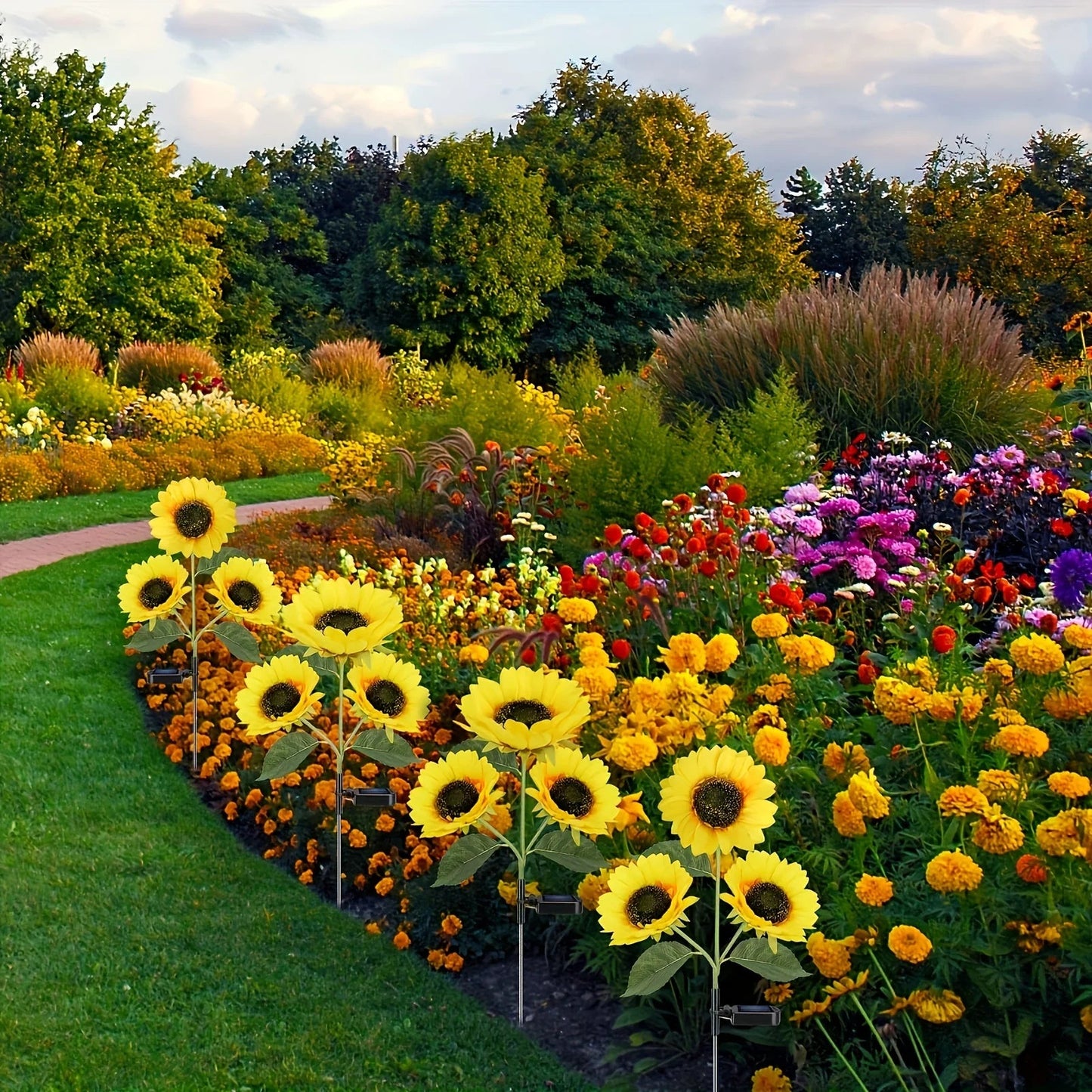 Solar Yellow Sunflower LED Lights