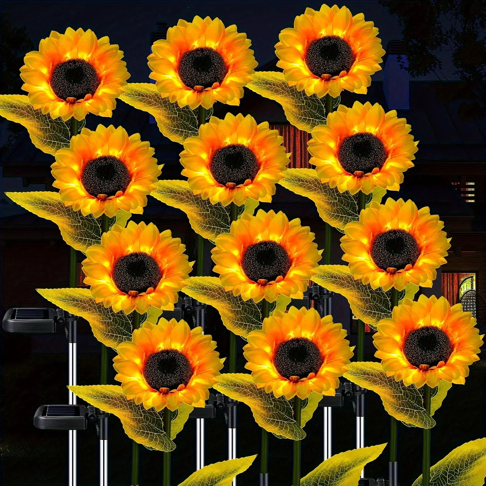 Solar Yellow Sunflower LED Lights