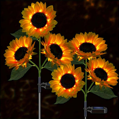 Solar Yellow Sunflower LED Lights