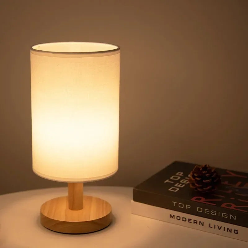 Solid Wood LED Nightstand Lamp