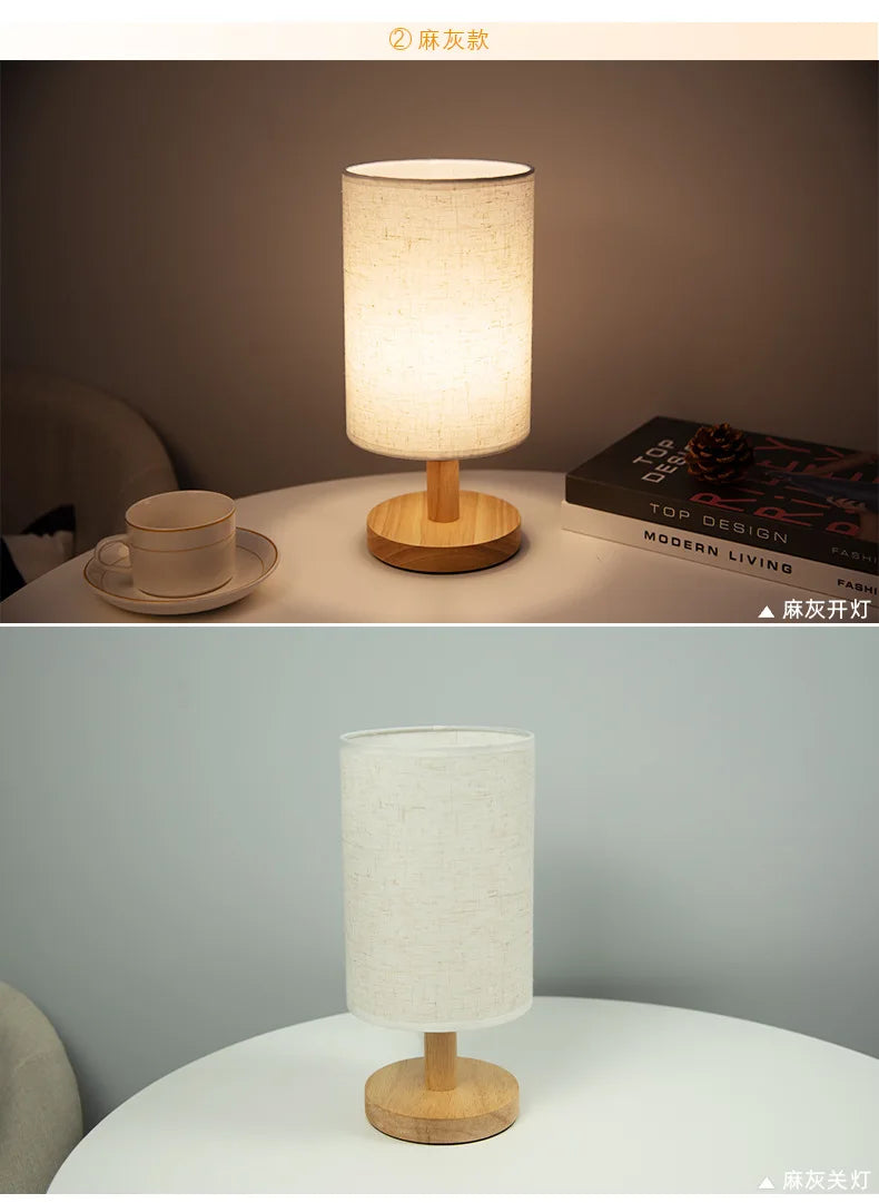 Solid Wood LED Nightstand Lamp