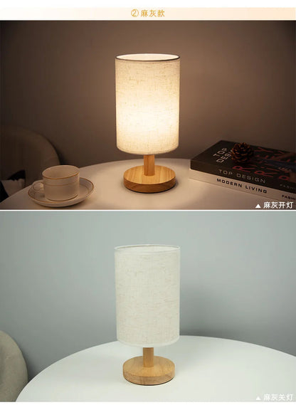 Solid Wood LED Nightstand Lamp