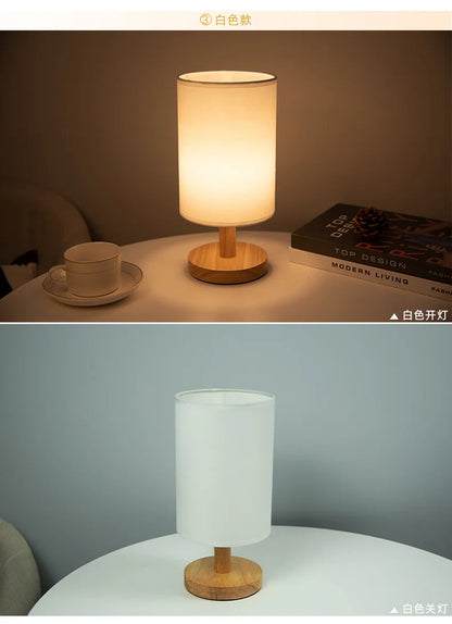 Solid Wood LED Nightstand Lamp