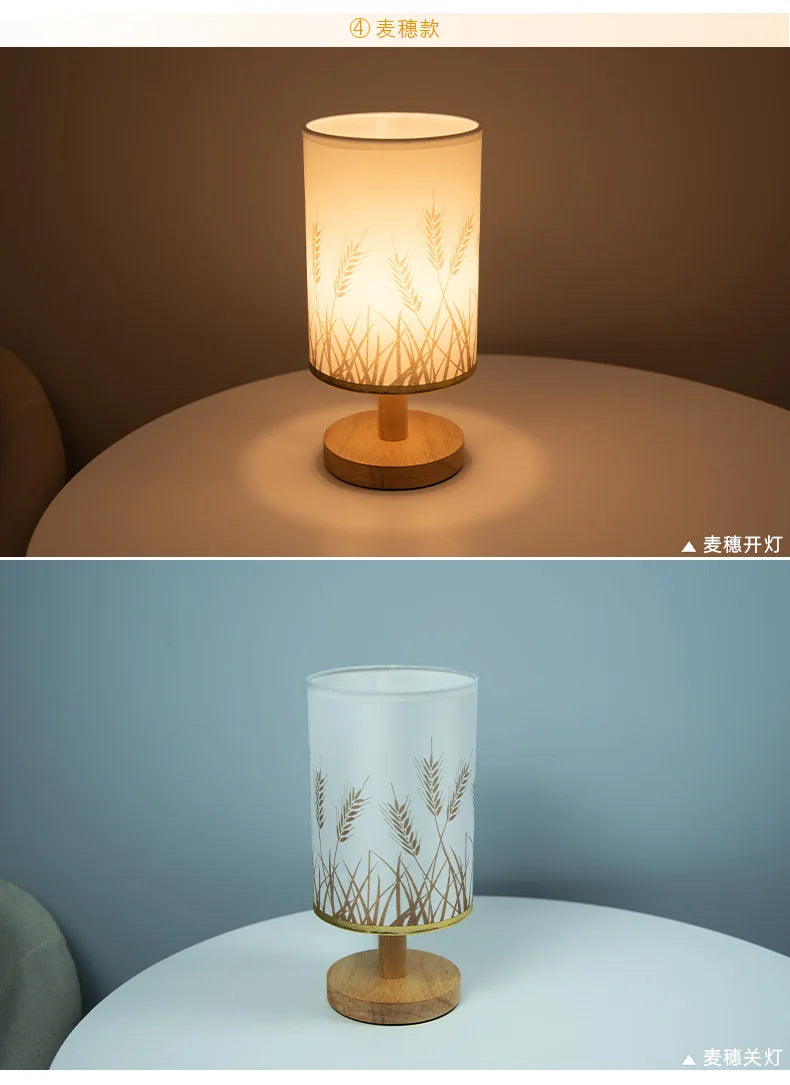 Solid Wood LED Nightstand Lamp