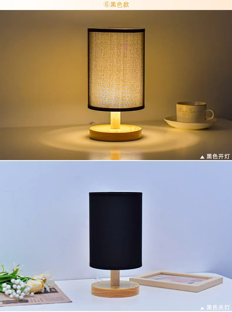 Solid Wood LED Nightstand Lamp