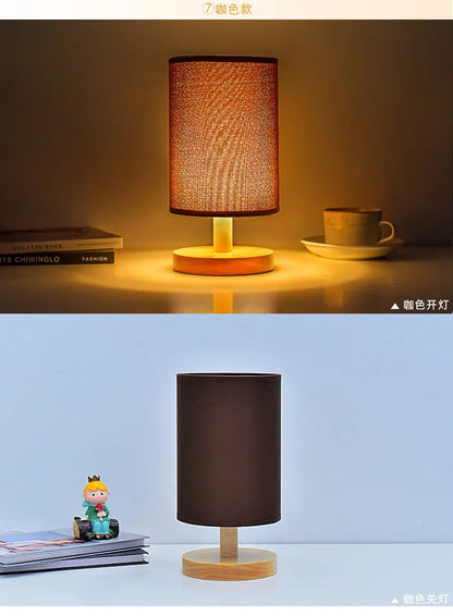 Solid Wood LED Nightstand Lamp