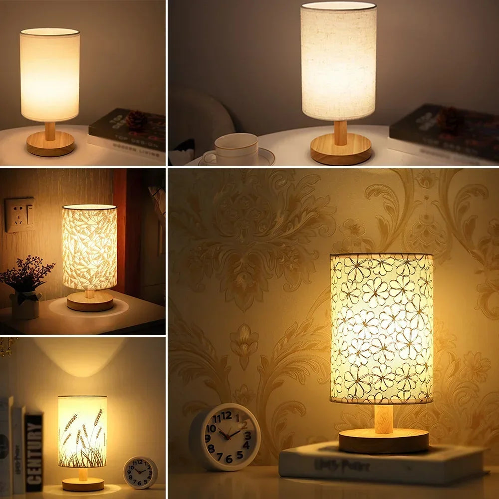 Solid Wood LED Nightstand Lamp