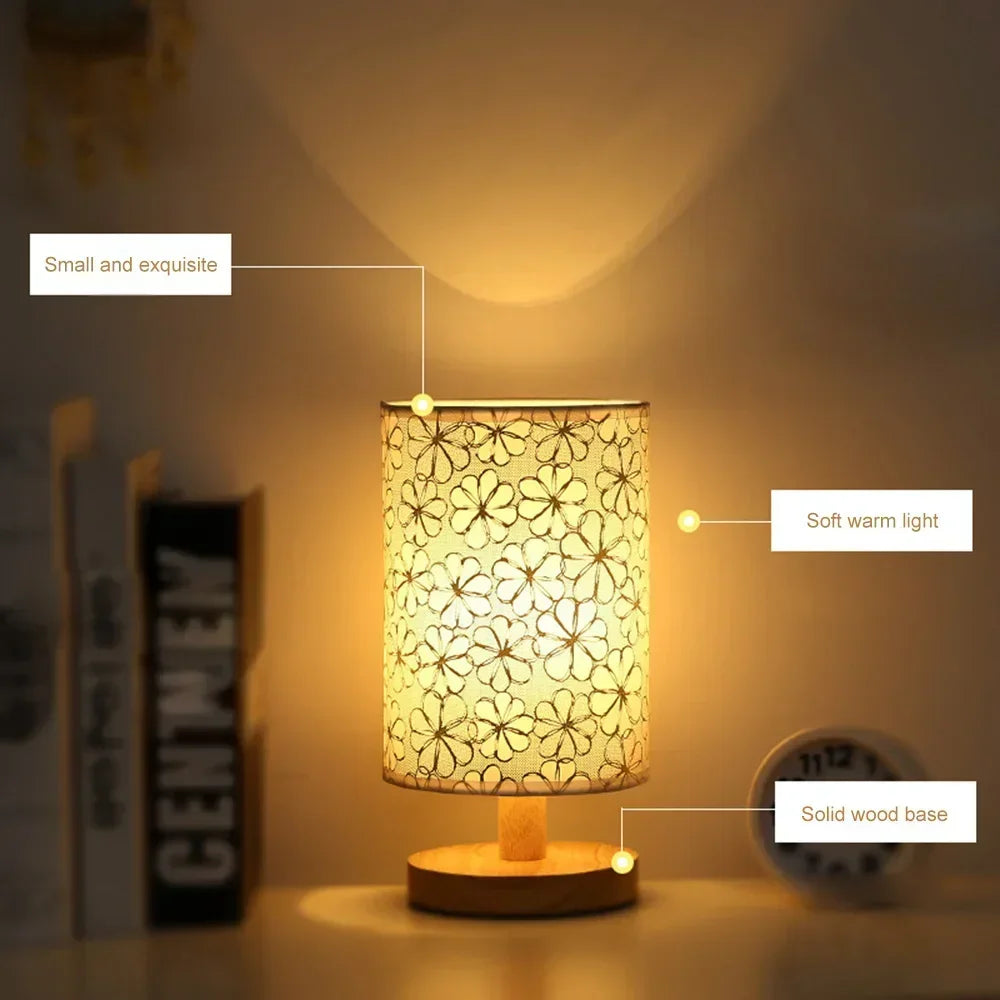 Solid Wood LED Nightstand Lamp