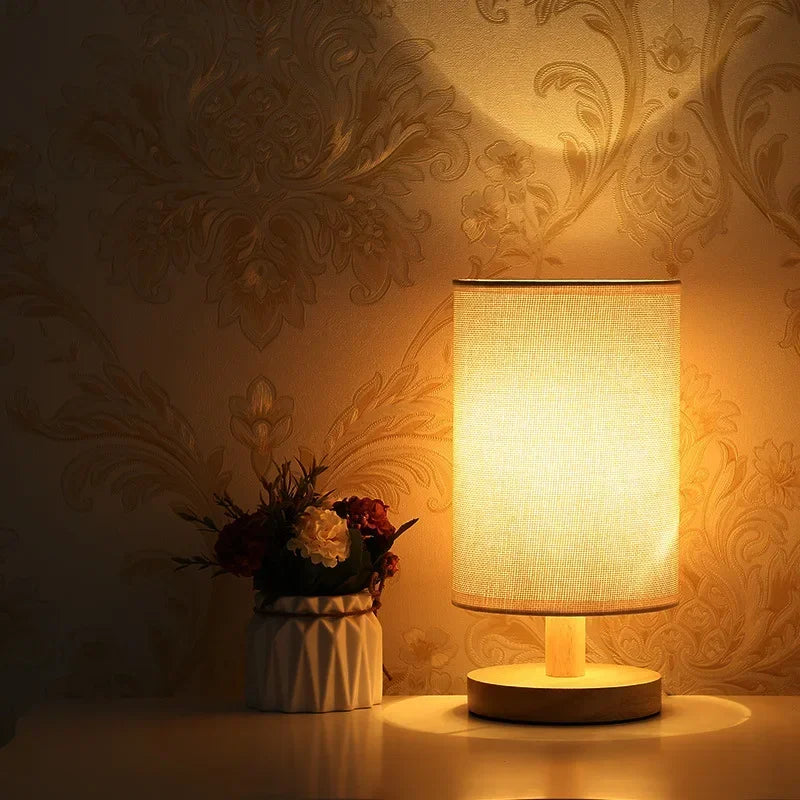 Solid Wood LED Nightstand Lamp