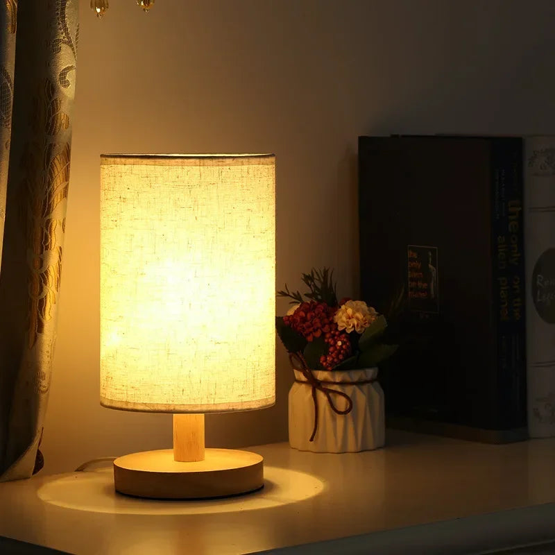 Solid Wood LED Nightstand Lamp