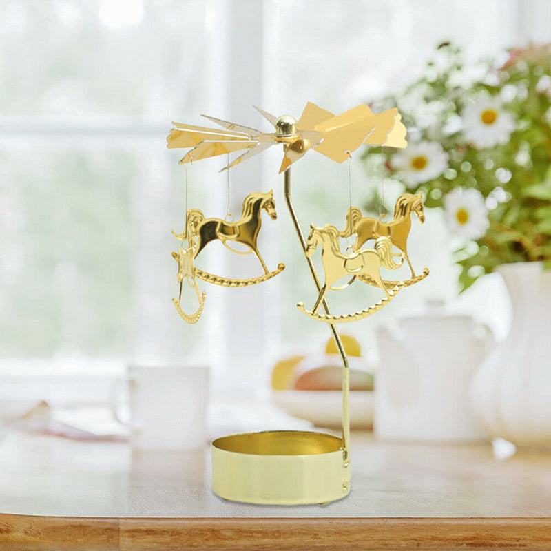 Spinning Metal Candle Holder Carousel