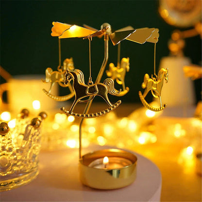 Spinning Metal Candle Holder Carousel