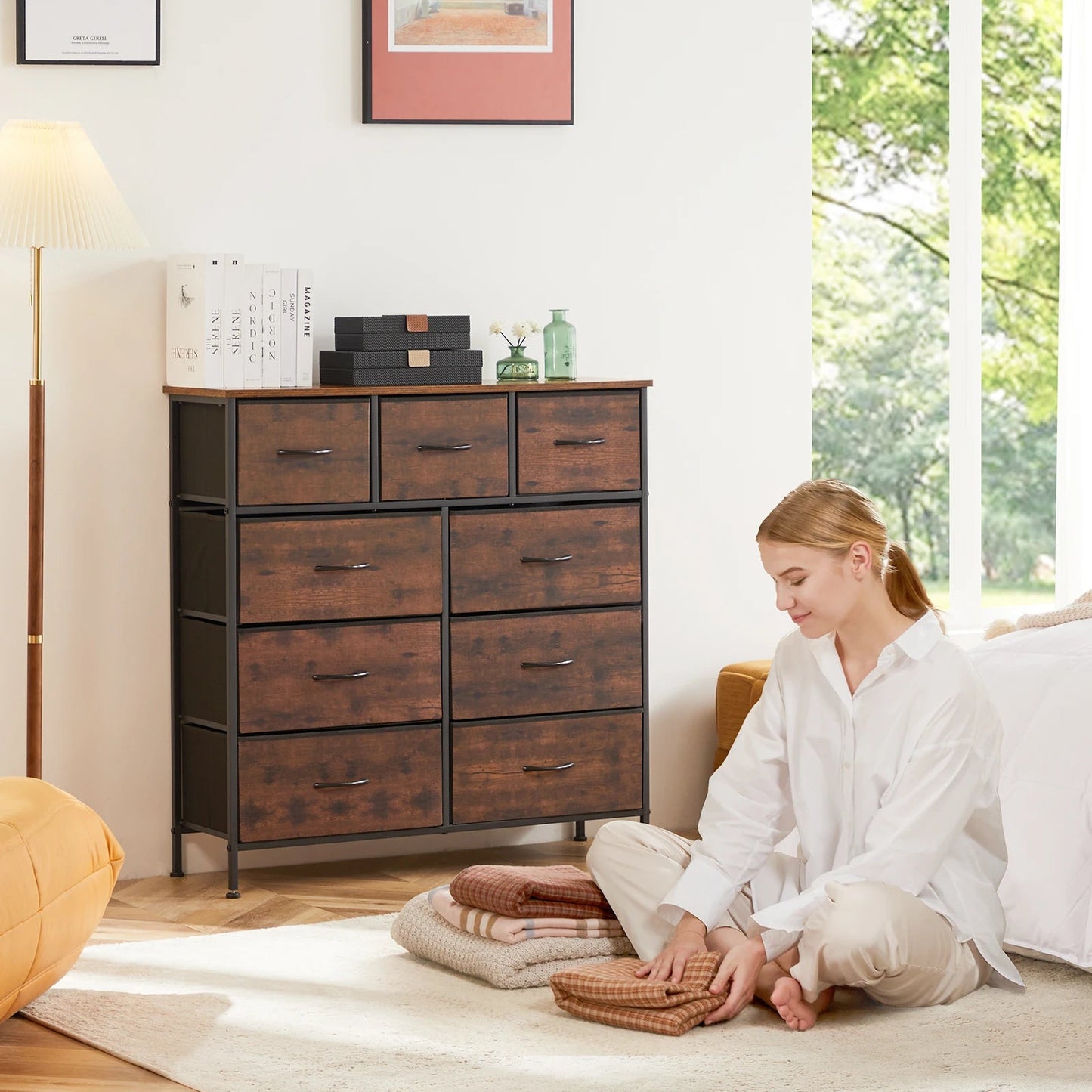 Stylish 9-Drawer Fabric Storage Dresser