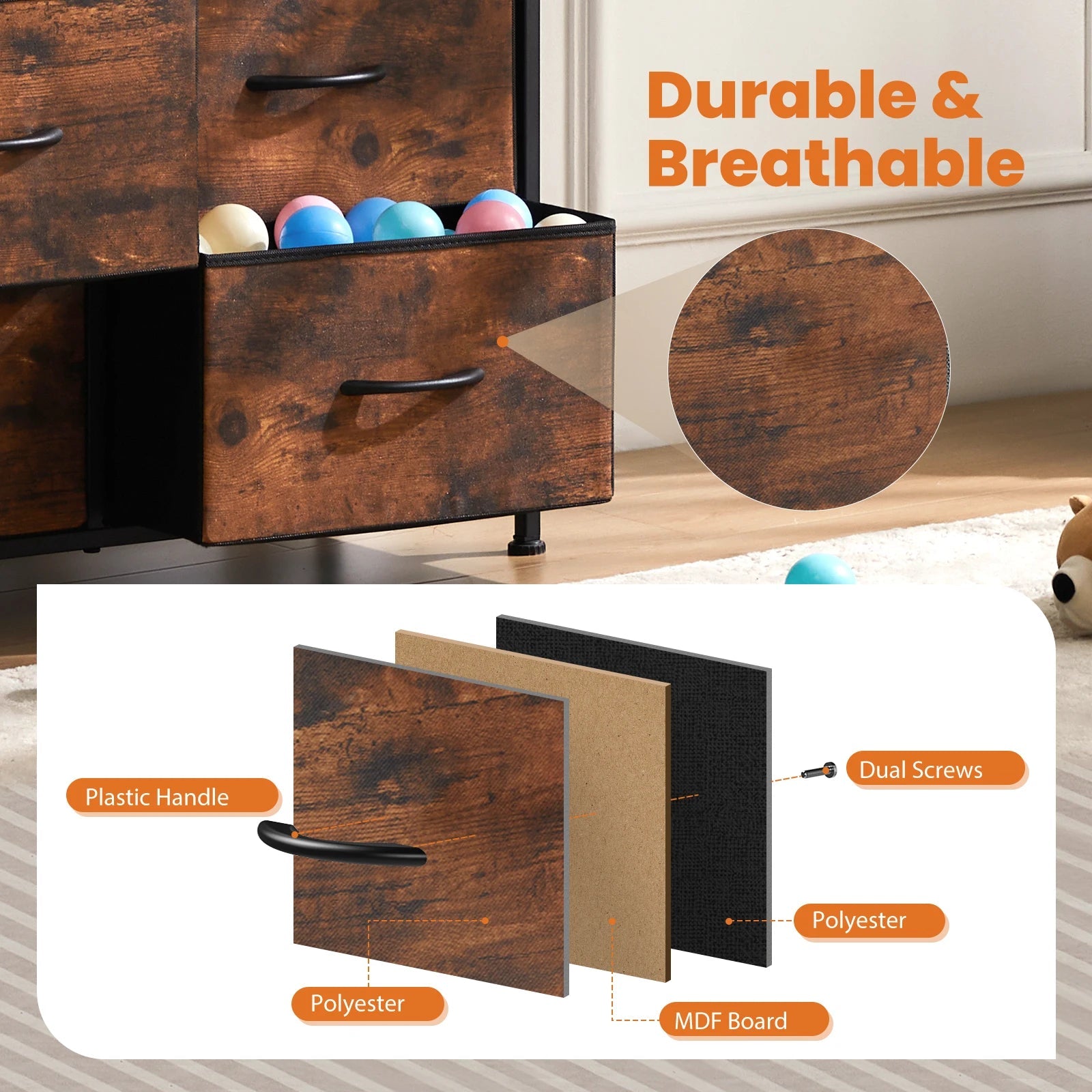 Stylish 9-Drawer Fabric Storage Dresser