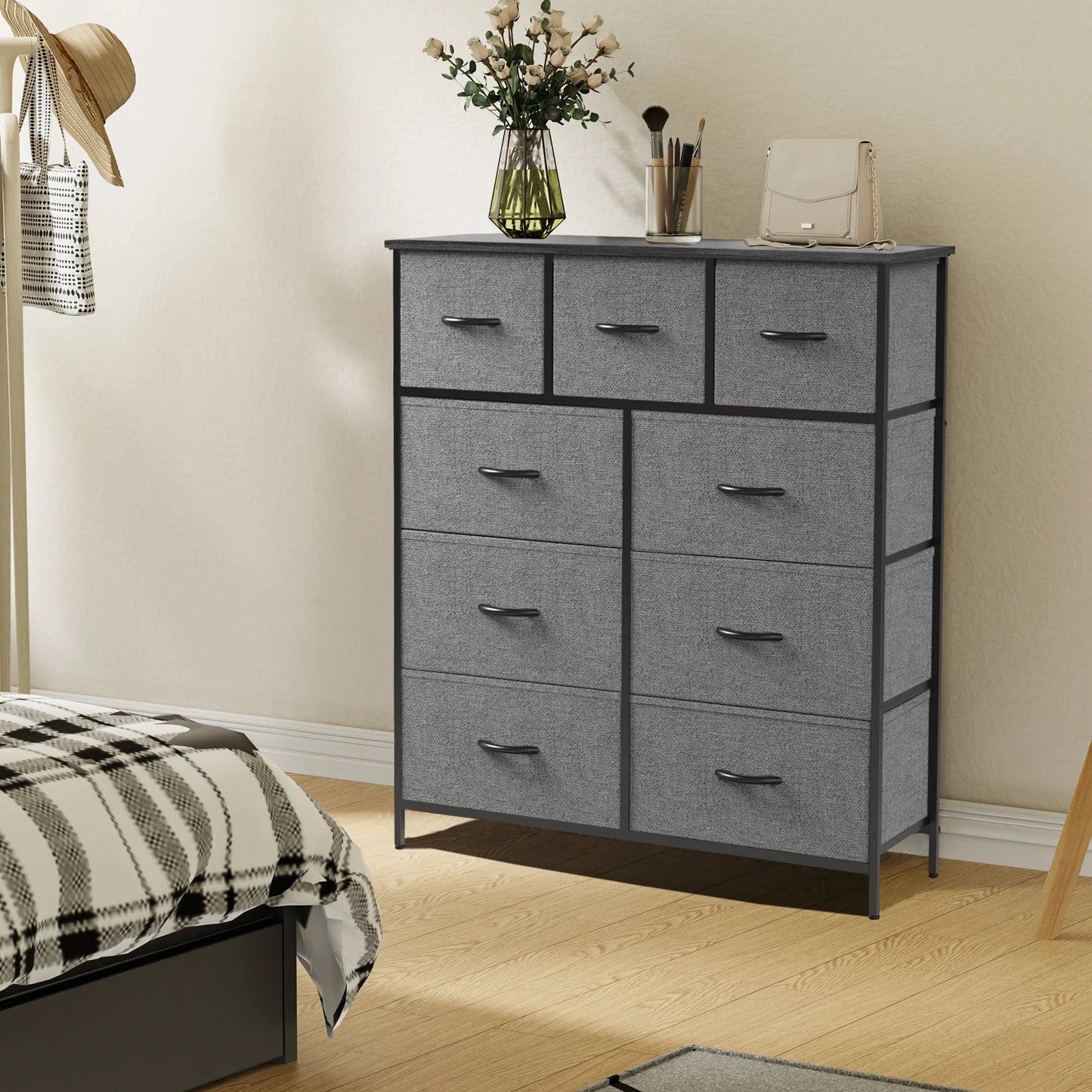 Stylish 9-Drawer Fabric Storage Dresser