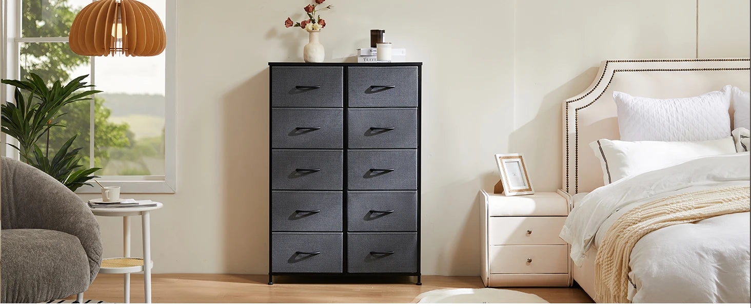 Stylish JHK Fabric Drawer Nightstand