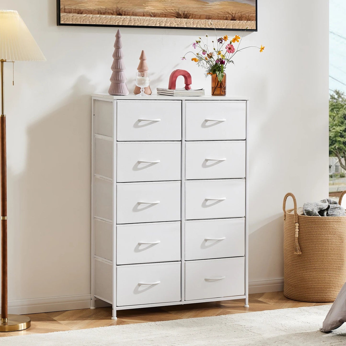 Stylish JHK Fabric Drawer Nightstand