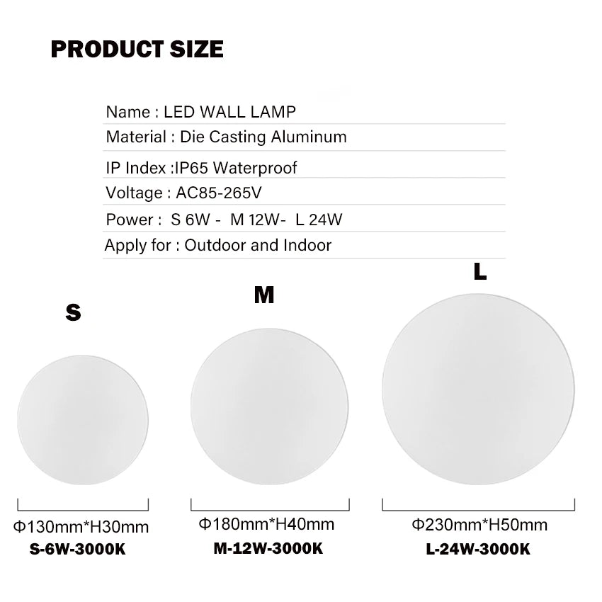 Stylish Round Waterproof Outdoor Wall Light