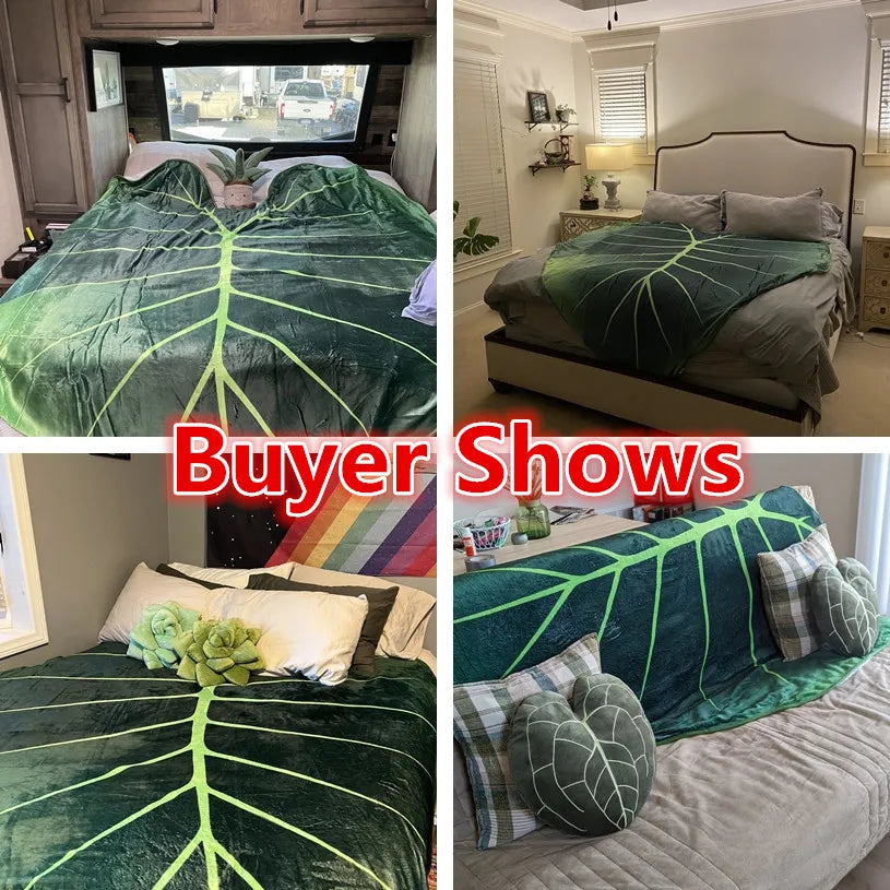 Super Soft Green Leaf Blanket