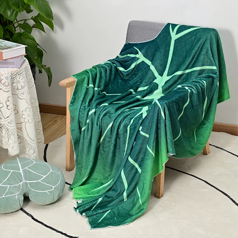 Super Soft Green Leaf Blanket