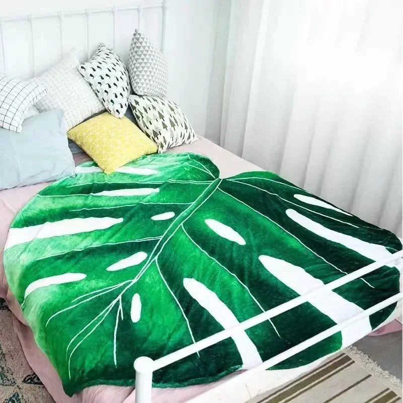 Super Soft Green Leaf Blanket