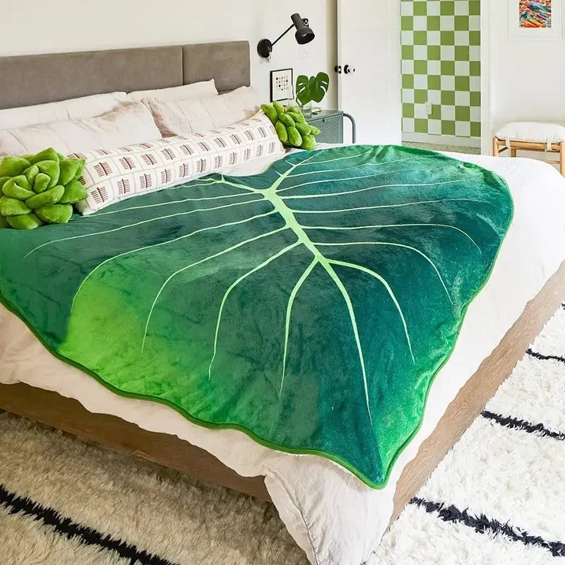 Super Soft Green Leaf Blanket