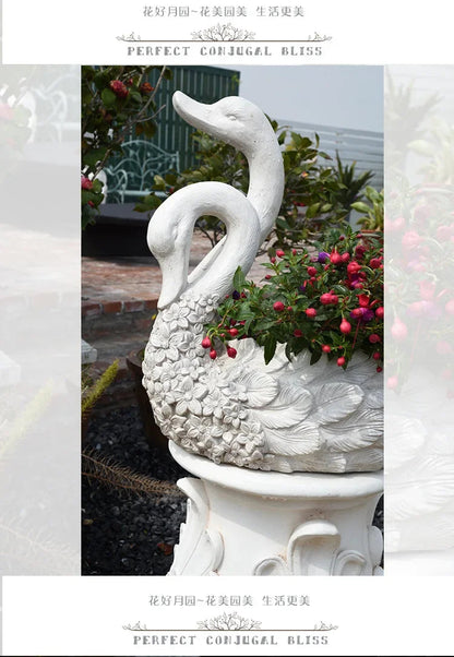 Swan Resin Flower Pot Decoration