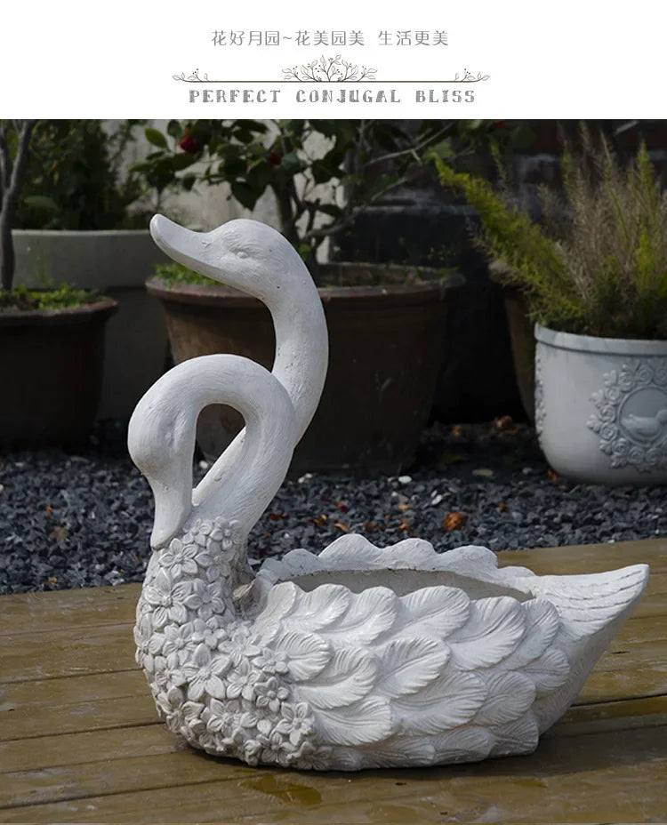 Swan Resin Flower Pot Decoration