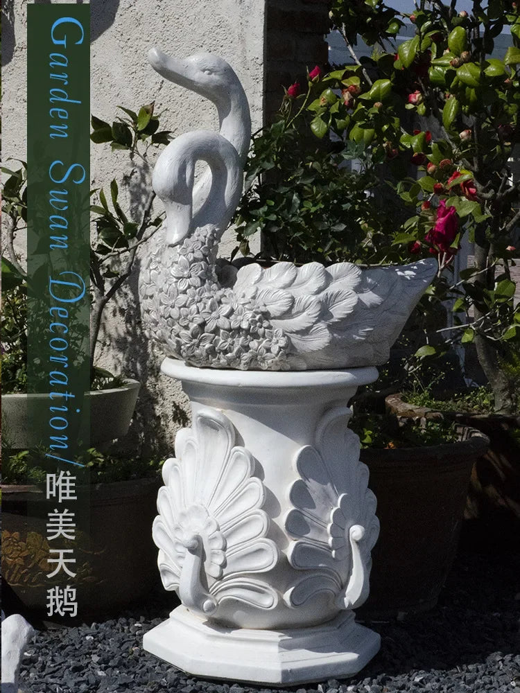 Swan Resin Flower Pot Decoration