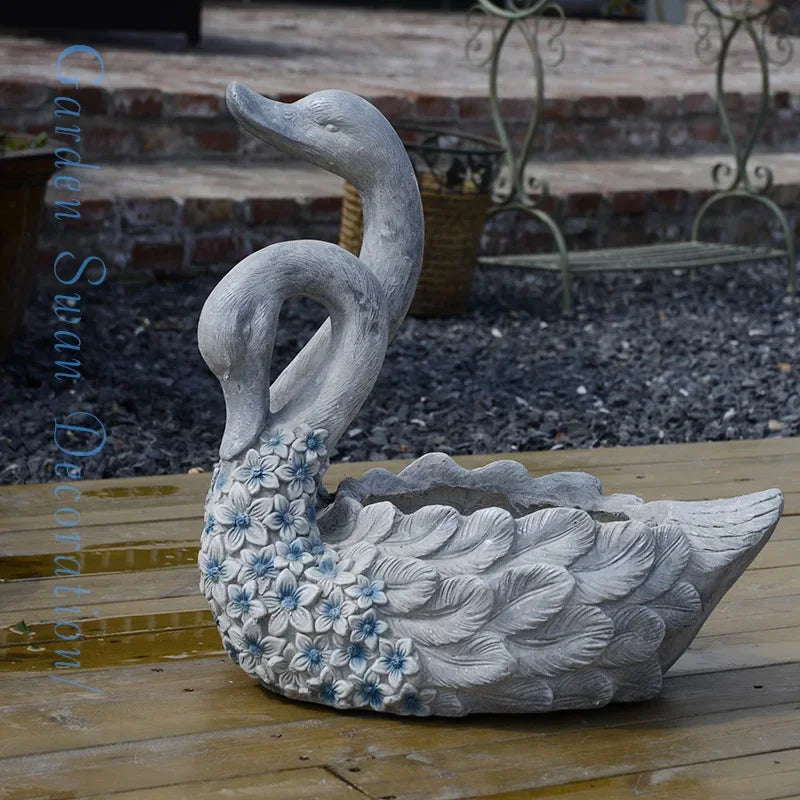 Swan Resin Flower Pot Decoration