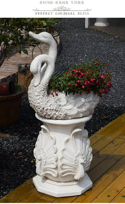 Swan Resin Flower Pot Decoration