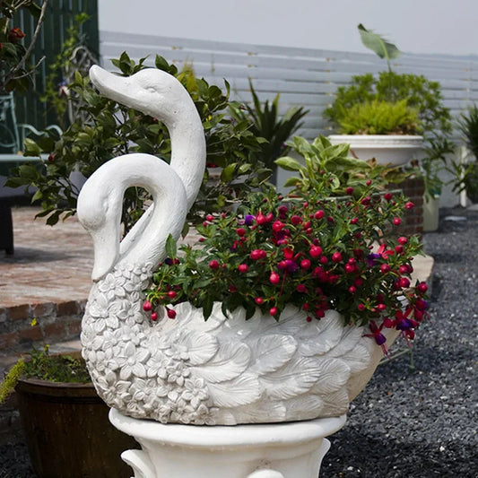 Swan Resin Flower Pot Decoration