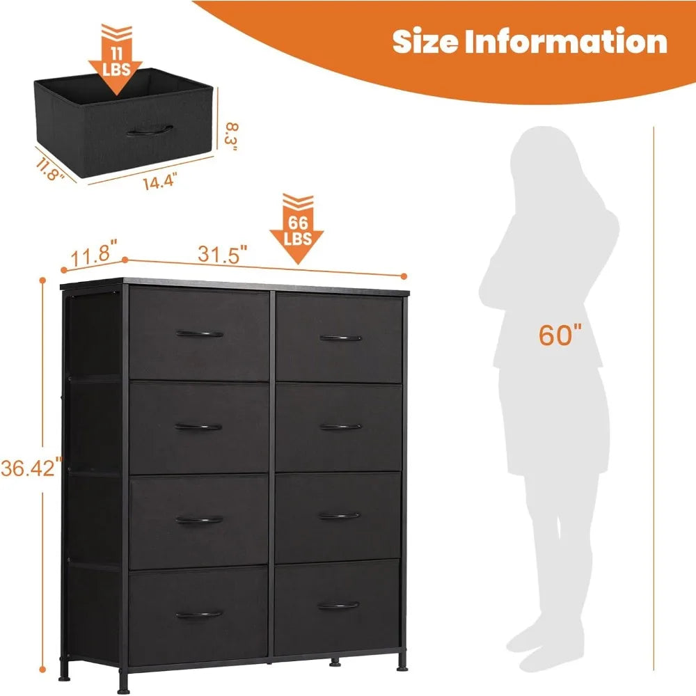 Tall Fabric Storage Dresser - 8 Drawers