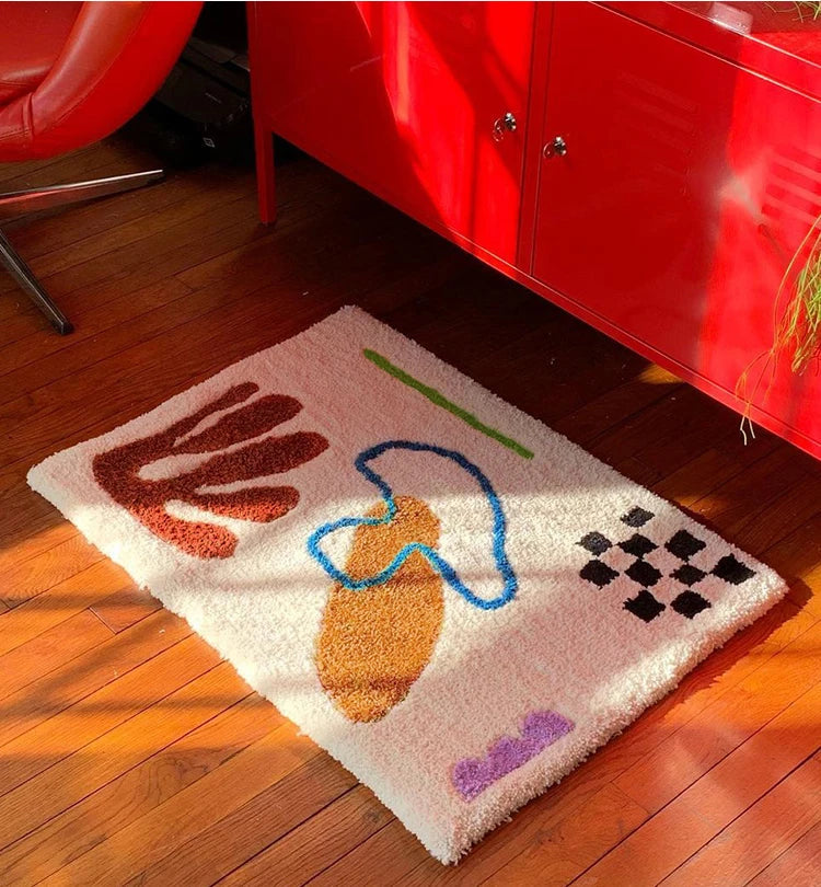 Thick Geometric Fleece Anti-Slip Rug