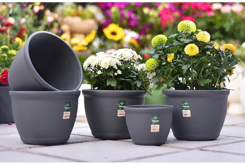 Thick Round Resin Plant Pot