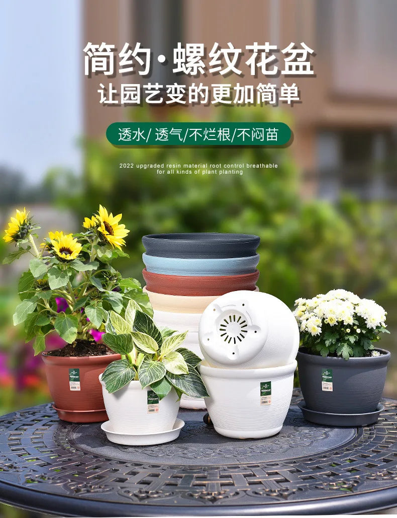 Thick Round Resin Plant Pot