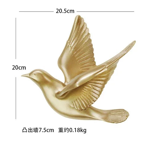 Three-Dimensional White Bird Wall Art