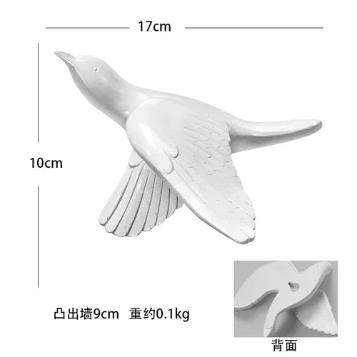 Three-Dimensional White Bird Wall Art